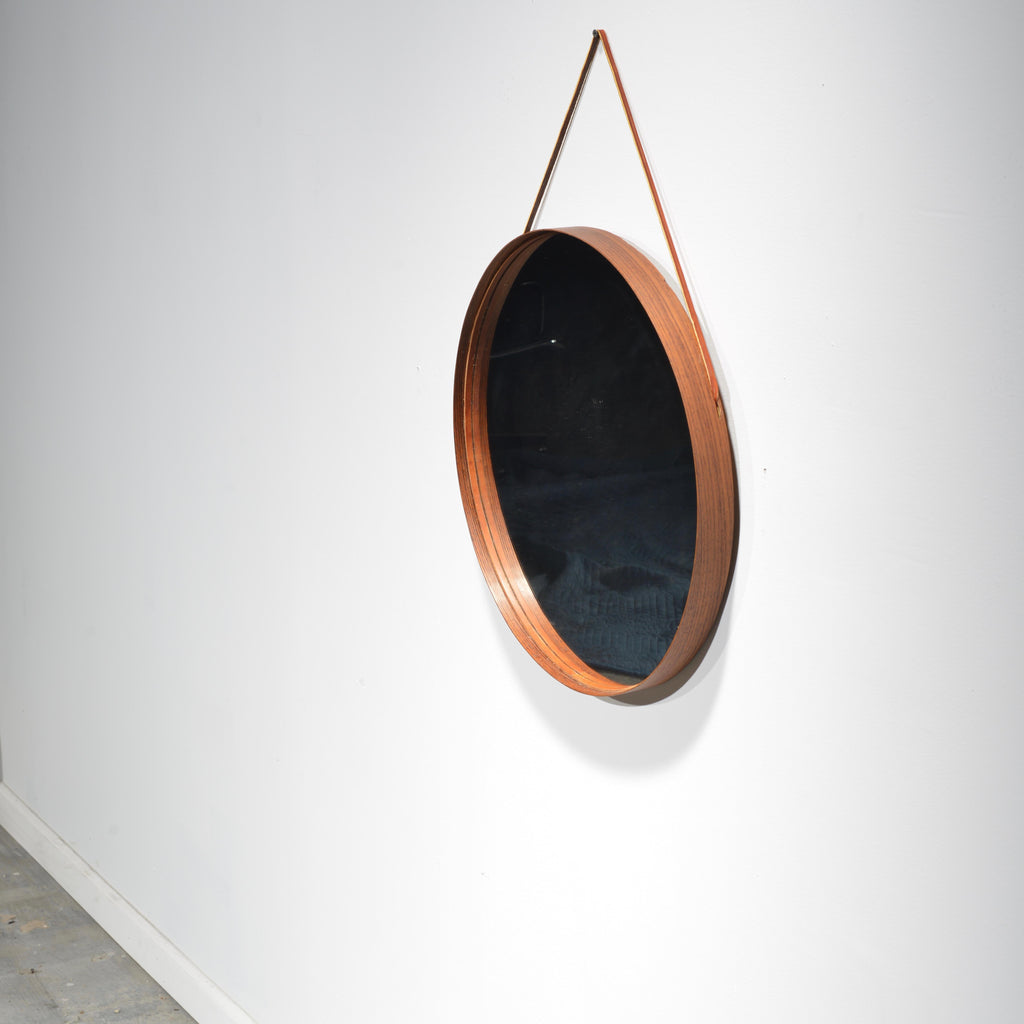 Rosewood and leather mirror by Uno and Osten Kristiansson for Glas Mäster - image 8