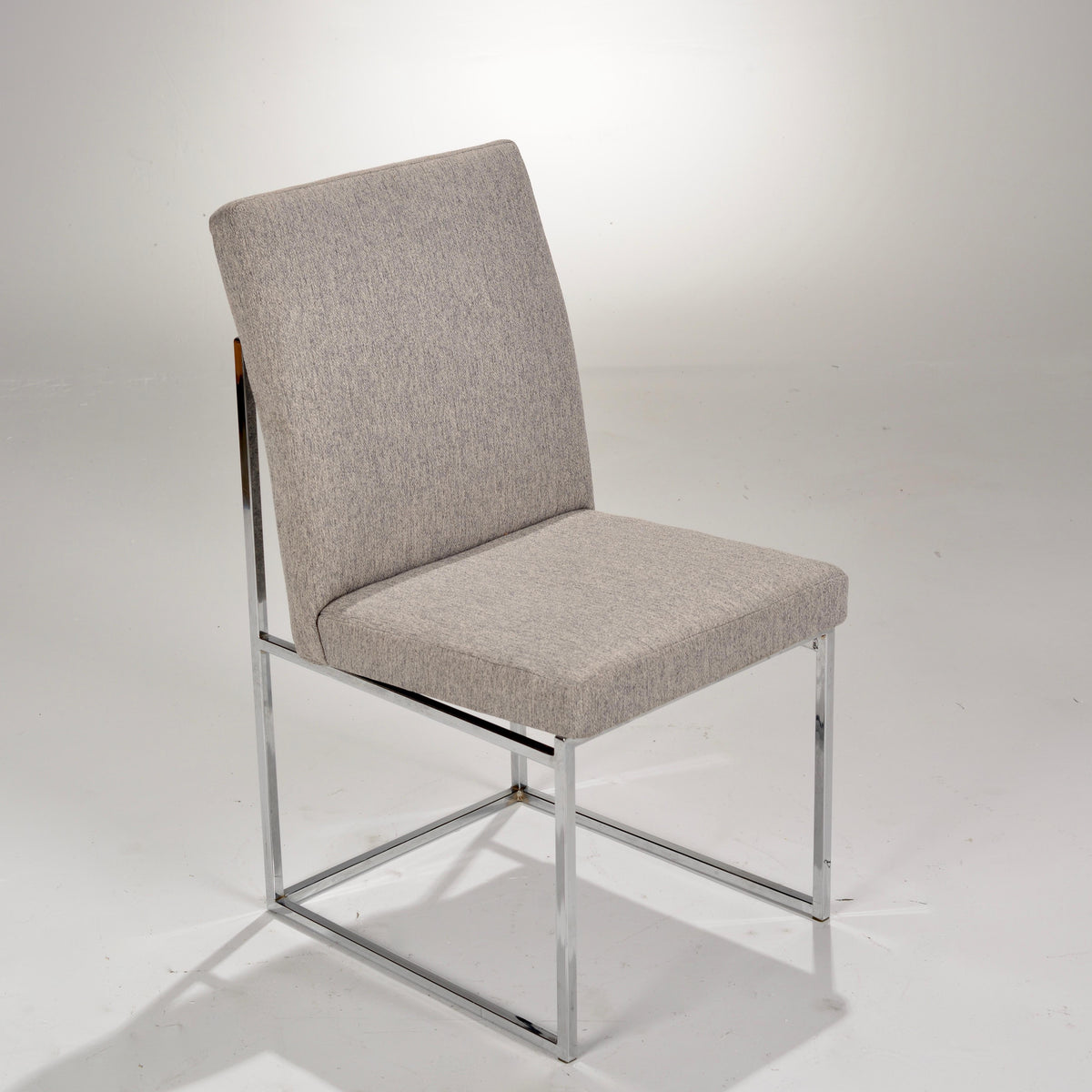 Milo Baughman style chrome dining chair detail 4