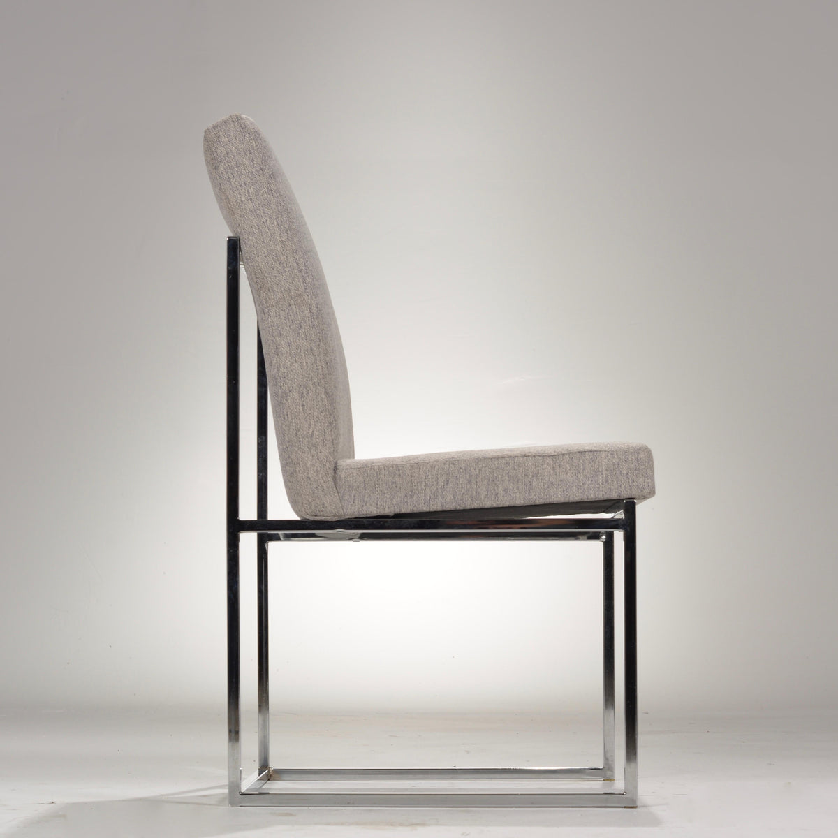 Milo Baughman style chrome dining chair detail 5