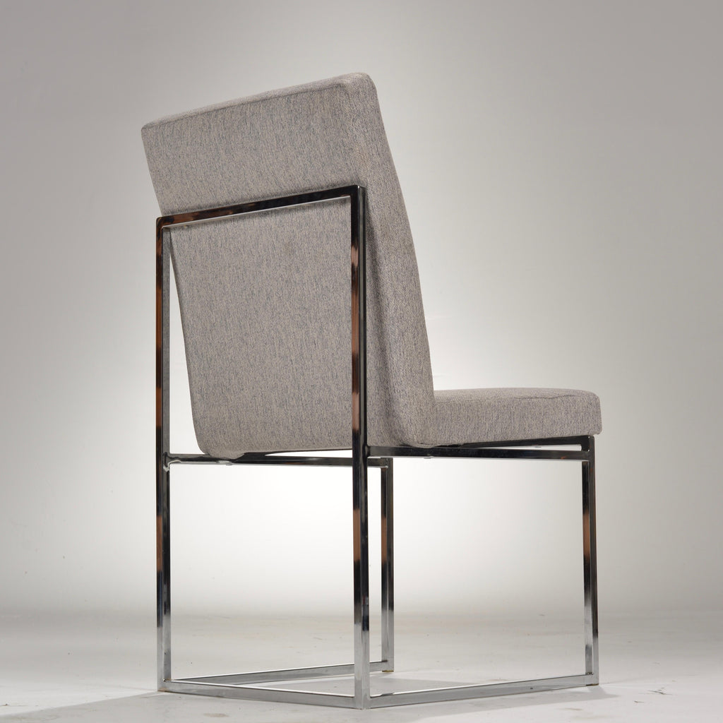 Milo Baughman style chrome dining chair detail 6