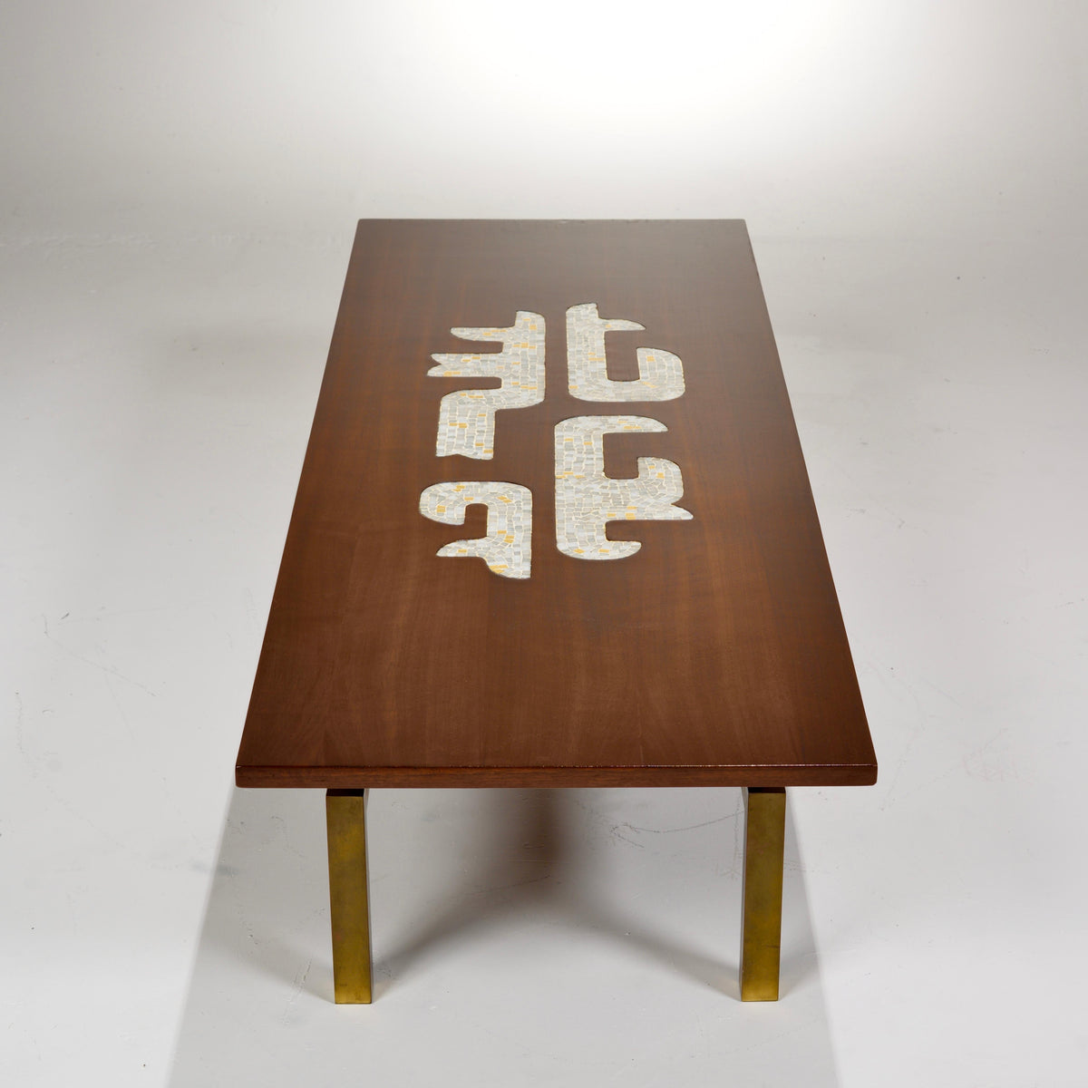 Monteverdi-Young walnut and art-glass mosaic cocktail table detail 5