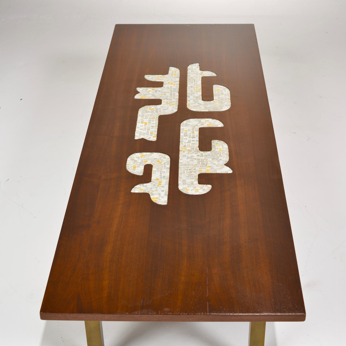 Monteverdi-Young walnut and art-glass mosaic cocktail table detail 8