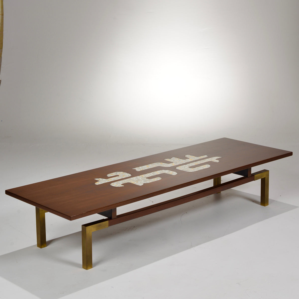 Monteverdi-Young walnut and art-glass mosaic cocktail table detail 2
