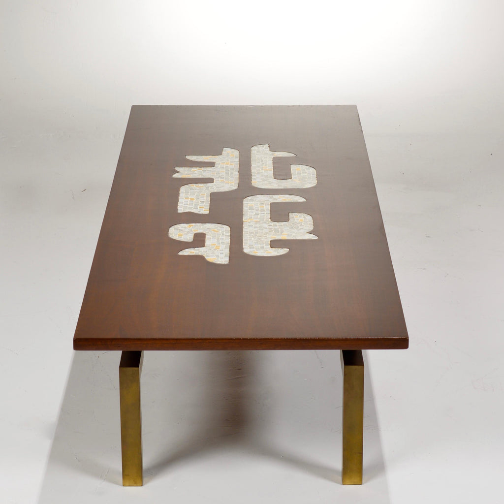 Monteverdi-Young walnut and art-glass mosaic cocktail table detail 9