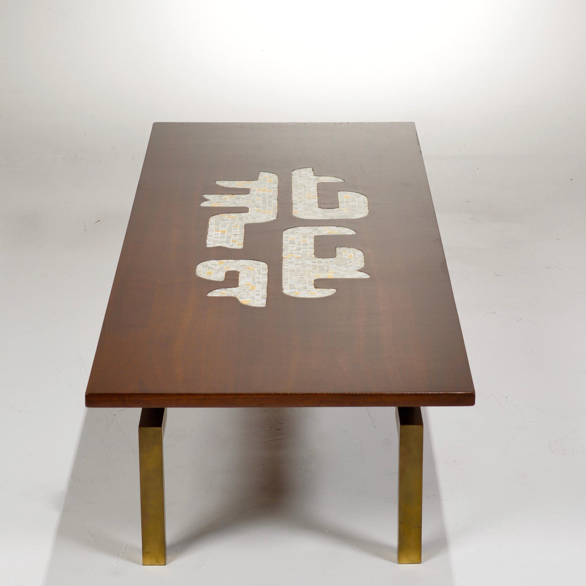 Monteverdi-Young walnut and art-glass mosaic cocktail table detail 9