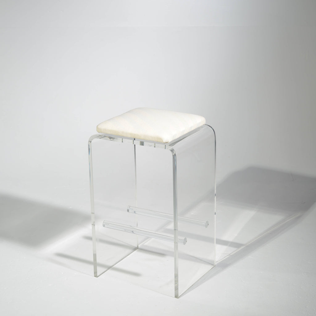 Lucite swivel bar stool in the style of Charles Hollis Jones detail 6