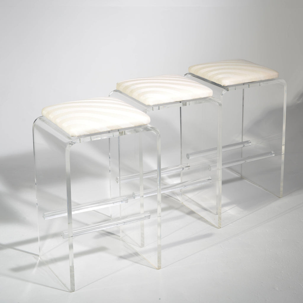 Lucite swivel bar stool in the style of Charles Hollis Jones detail 2