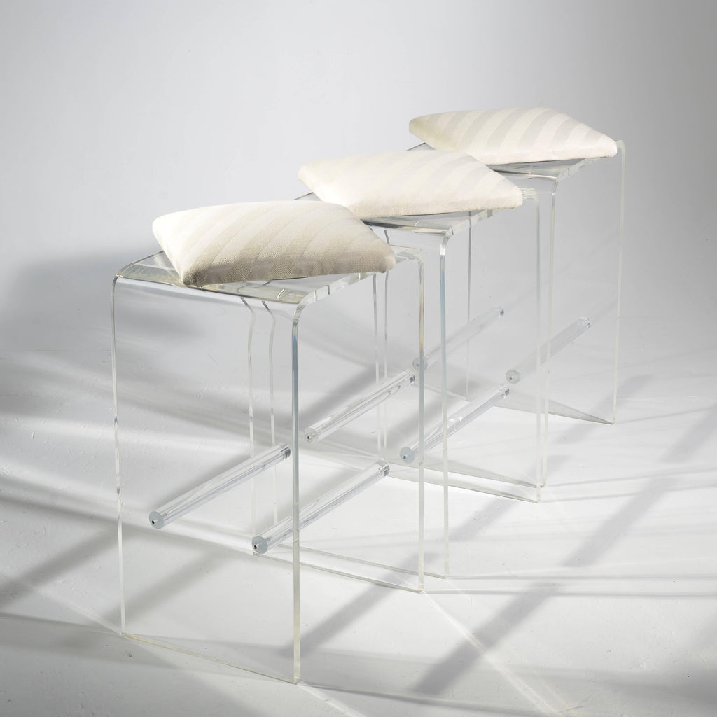 Lucite swivel bar stool in the style of Charles Hollis Jones detail 4