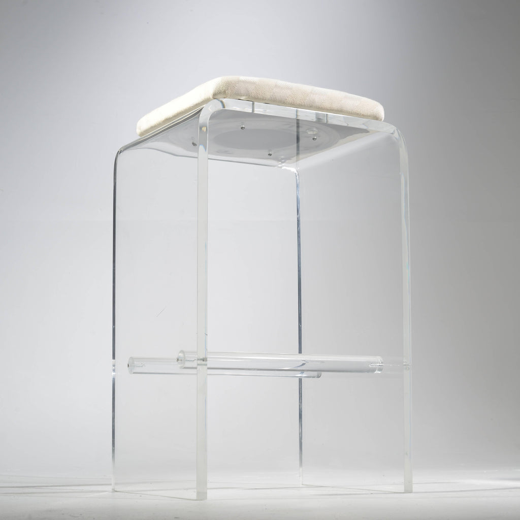 Lucite swivel bar stool in the style of Charles Hollis Jones detail 7