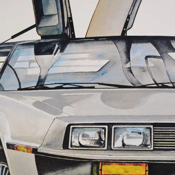 Original Kelly Telfer DeLorean Lithograph, Autographed by John DeLorean