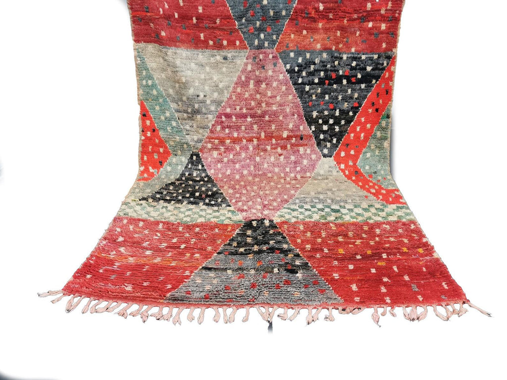 Vintage Moroccan Beniourain geometric dotted wool rug detail 6