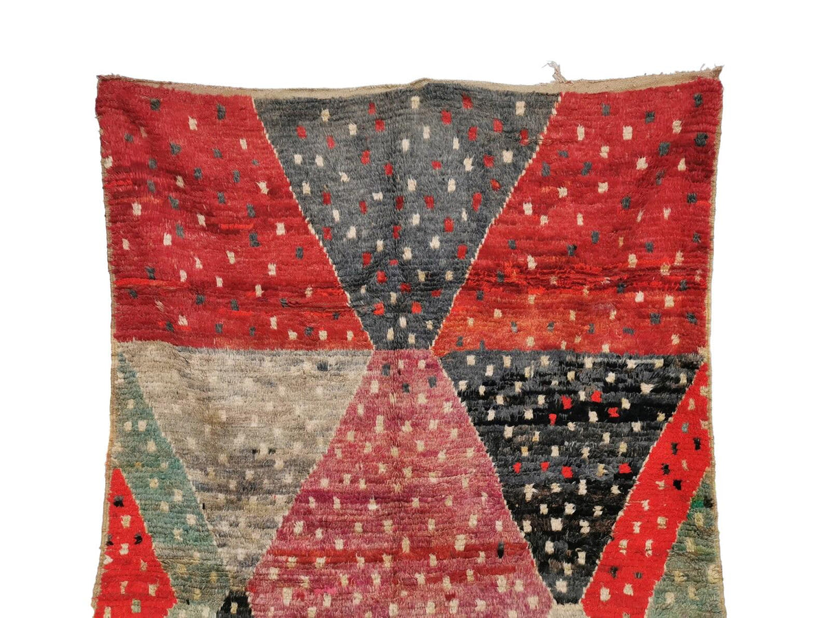 Vintage Moroccan Beniourain geometric dotted wool rug detail 7