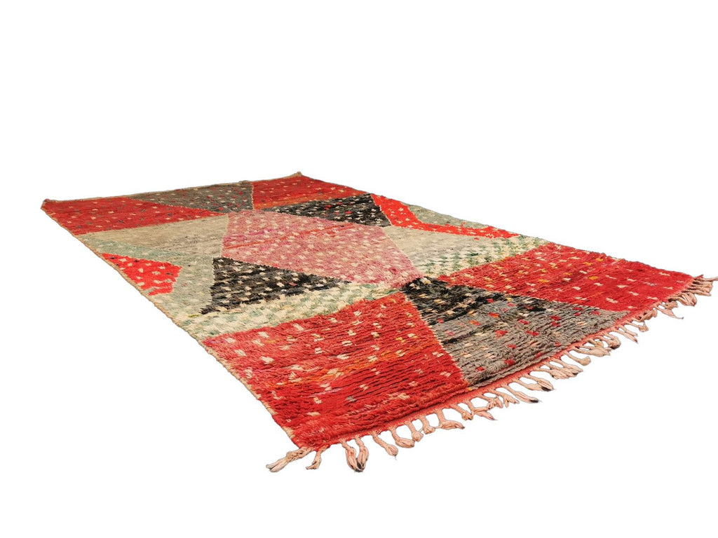 Vintage Moroccan Beniourain geometric dotted wool rug detail 2