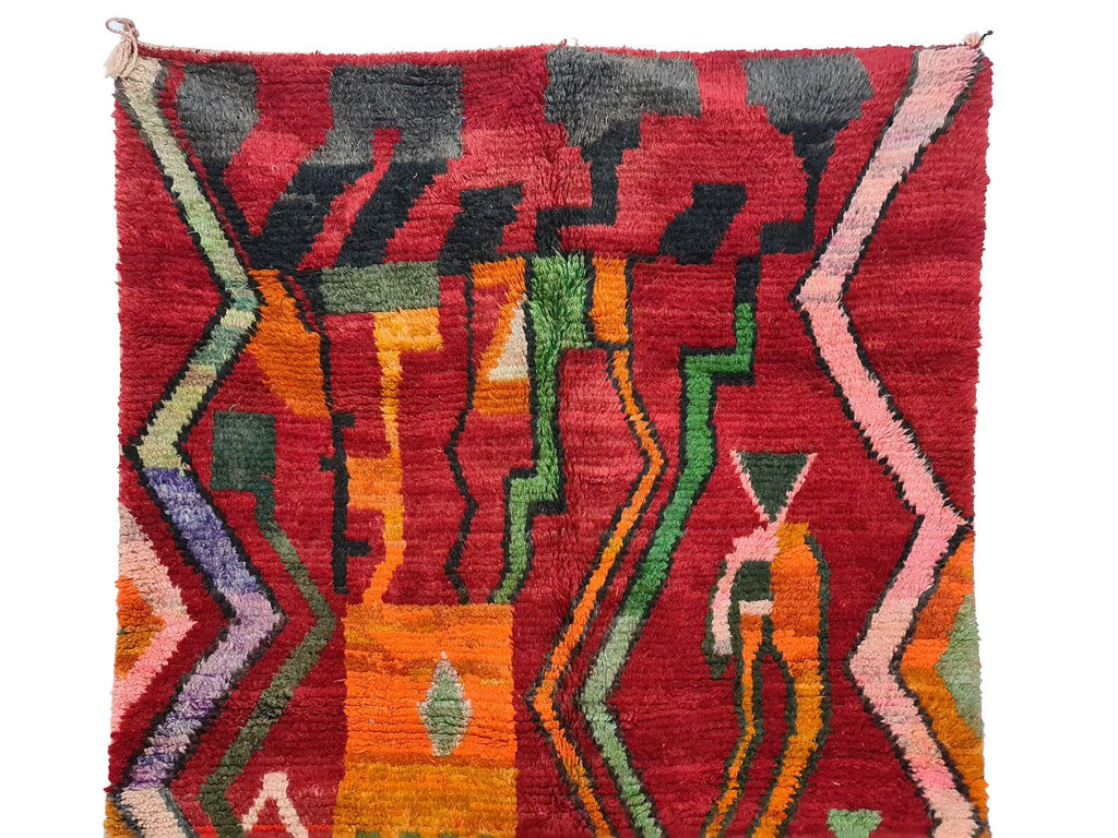 Moroccan Boujaad multicolored geometric wool rug detail 6