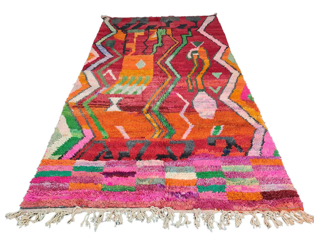 Moroccan Boujaad multicolored geometric wool rug detail 5