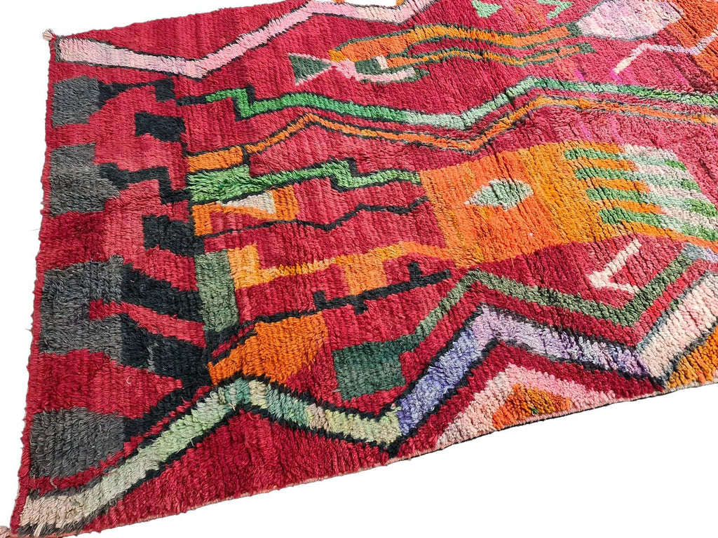 Moroccan Boujaad multicolored geometric wool rug detail 3