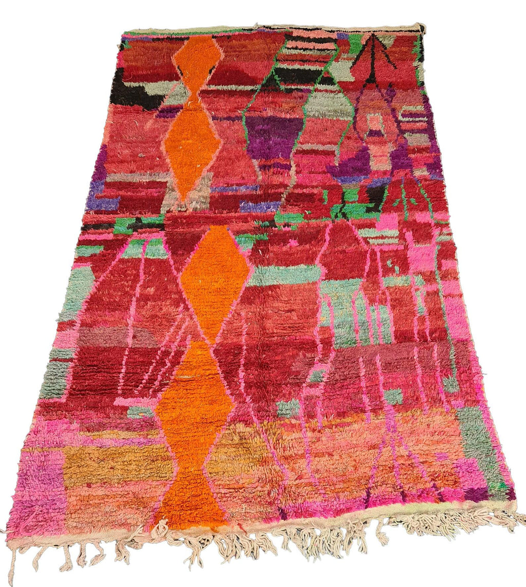Moroccan Boujaad multicolored geometric wool rug detail 13
