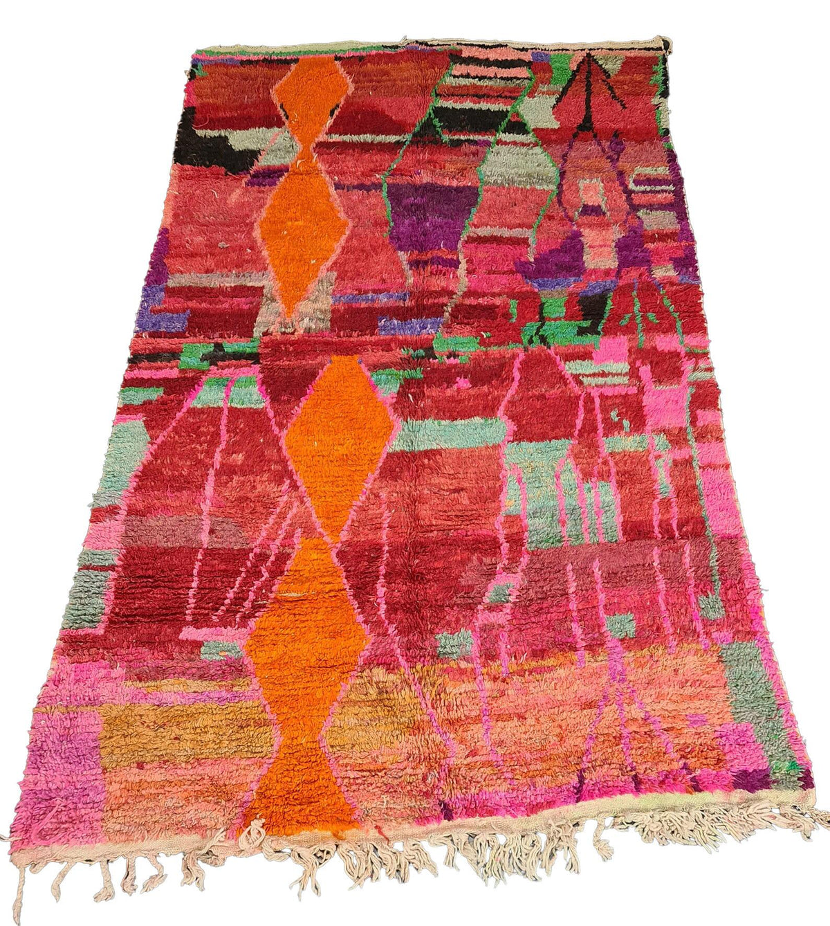 Moroccan Boujaad multicolored geometric wool rug detail 13