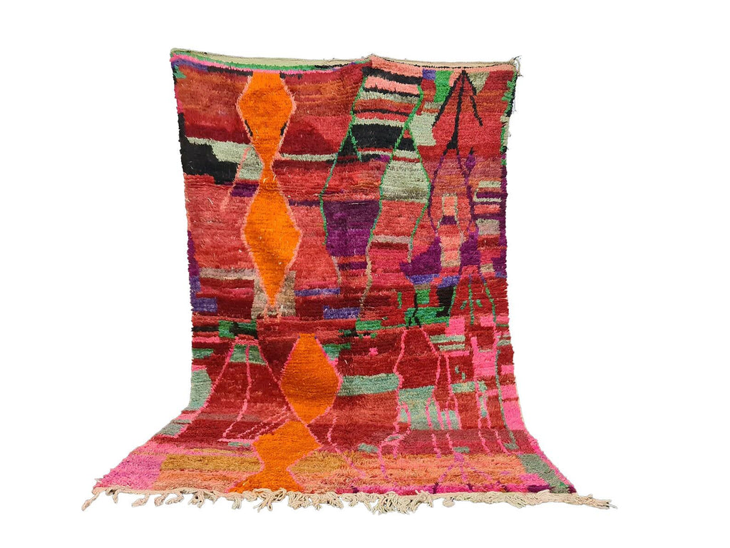 Moroccan Boujaad multicolored geometric wool rug detail 4