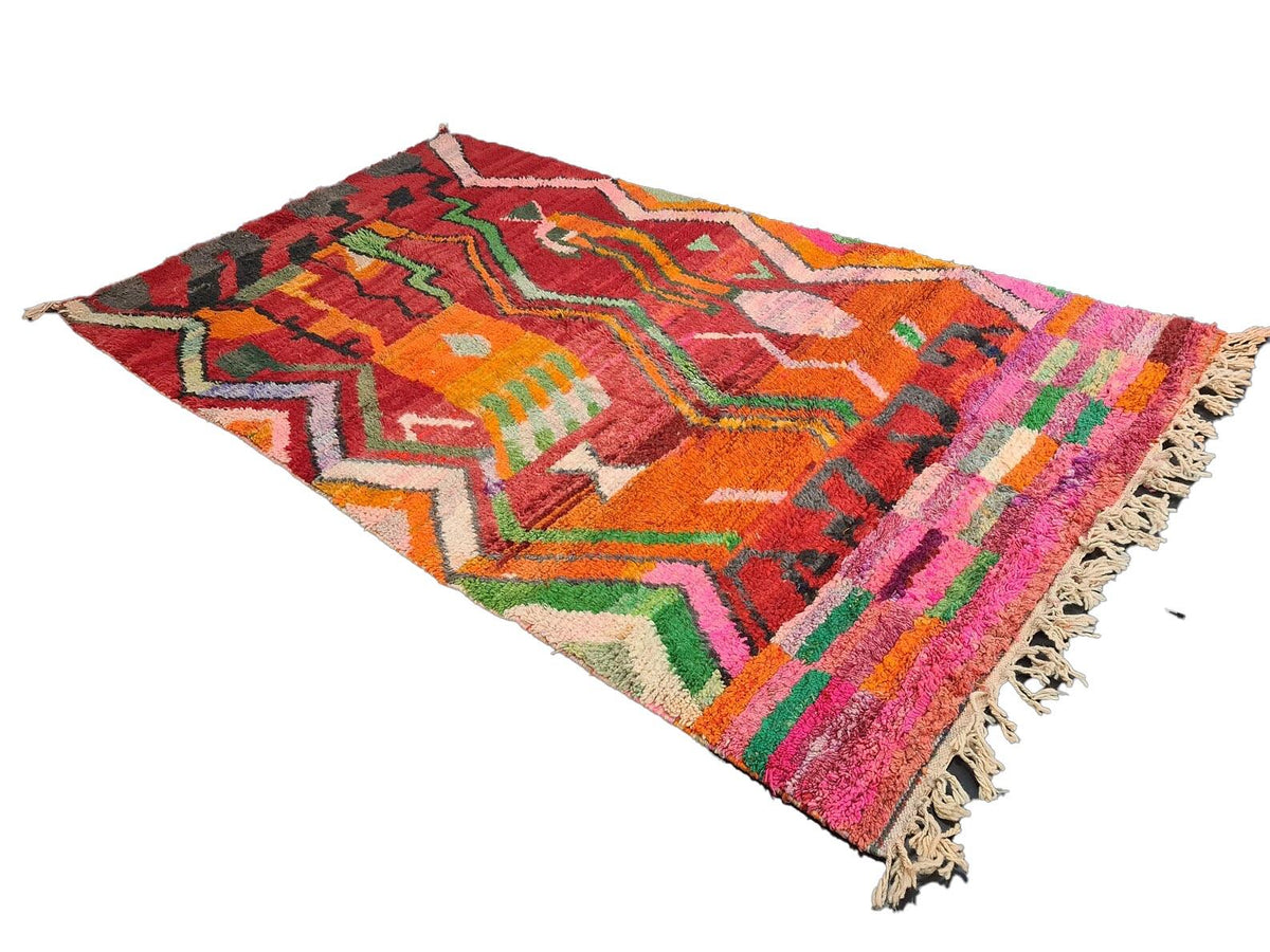 Moroccan Boujaad multicolored geometric wool rug detail 2