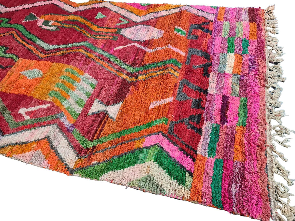 Moroccan Boujaad multicolored geometric wool rug detail 12