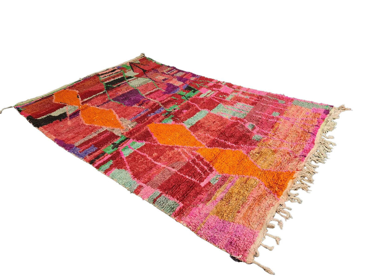 Moroccan Boujaad multicolored geometric wool rug detail 10