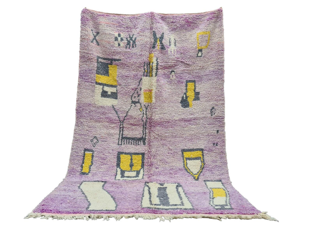 Moroccan Boujaad soft purple geometric wool rug detail 11