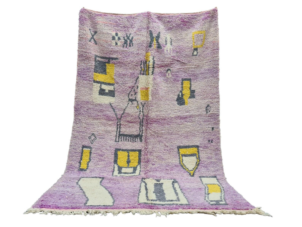 Moroccan Boujaad soft purple geometric wool rug detail 11