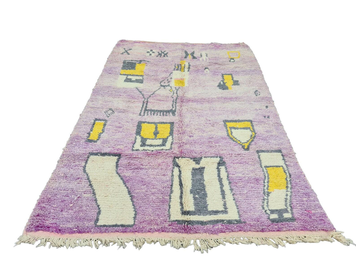 Moroccan Boujaad soft purple geometric wool rug detail 2