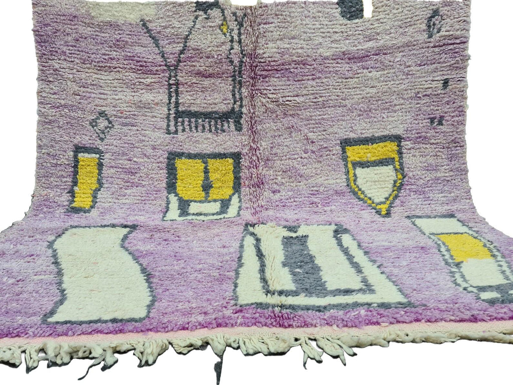 Moroccan Boujaad soft purple geometric wool rug detail 9