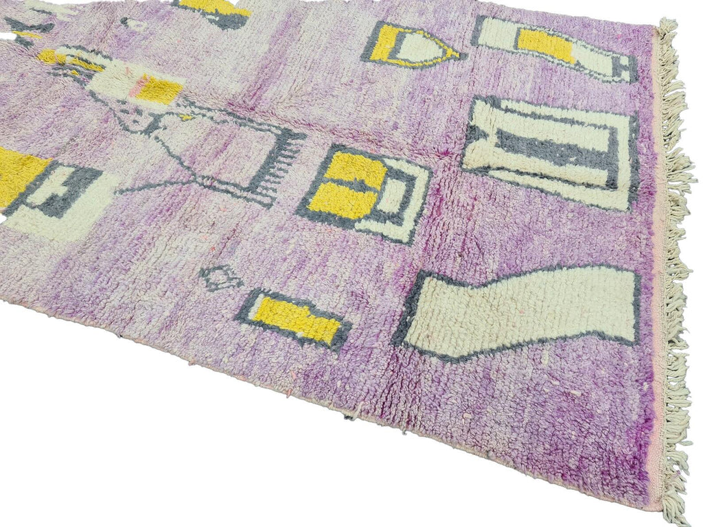 Moroccan Boujaad soft purple geometric wool rug detail 7
