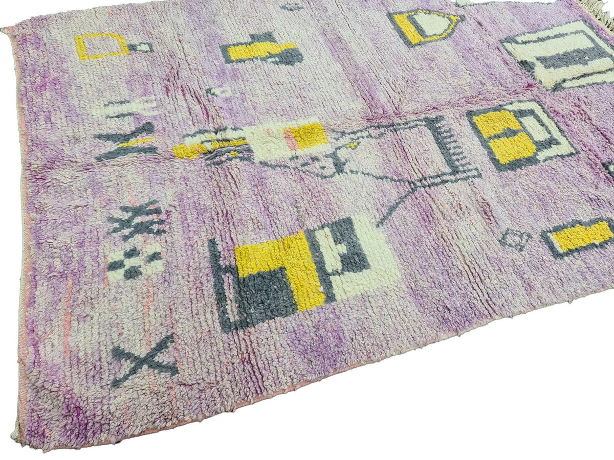 Moroccan Boujaad soft purple geometric wool rug detail 5