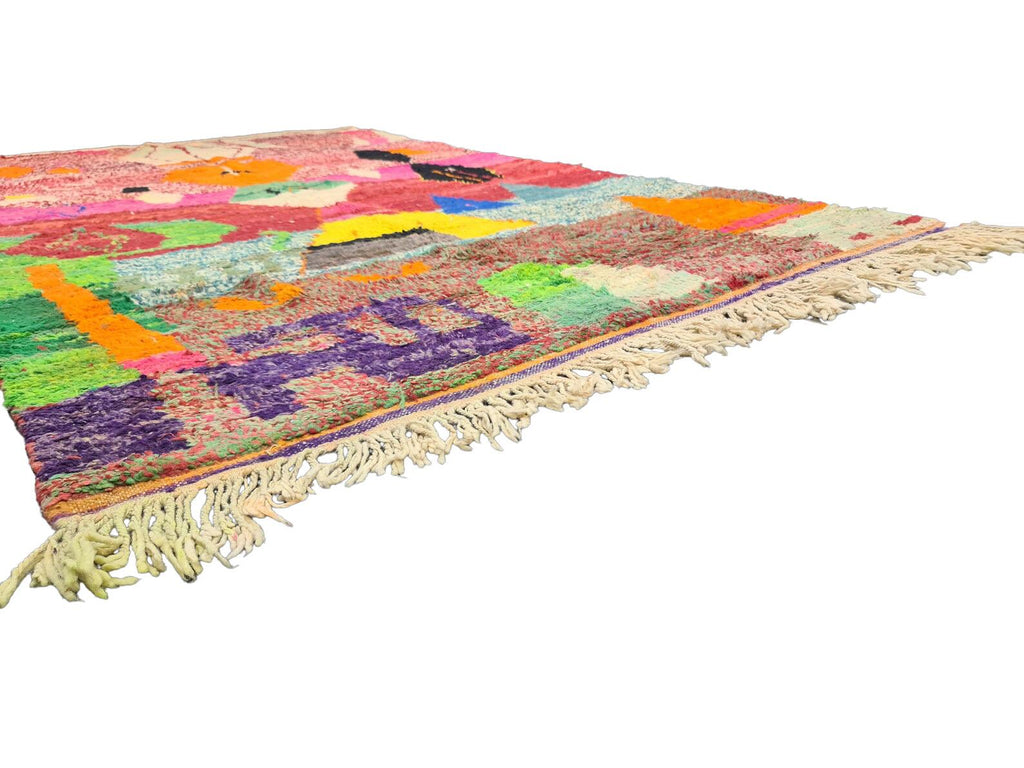 Moroccan Boujaad multicolored geometric wool rug detail 6