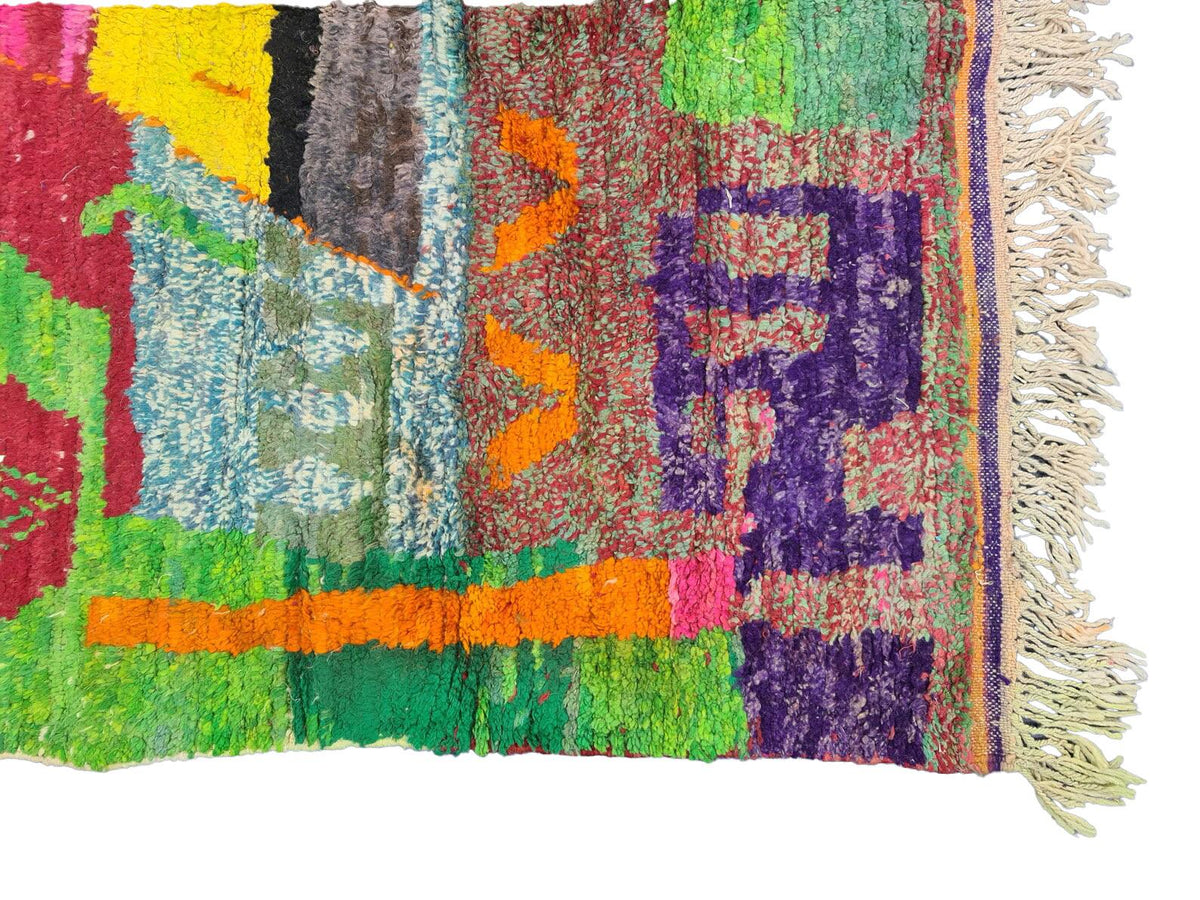 Moroccan Boujaad multicolored geometric wool rug detail 5