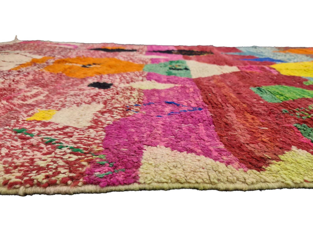 Moroccan Boujaad multicolored geometric wool rug detail 7