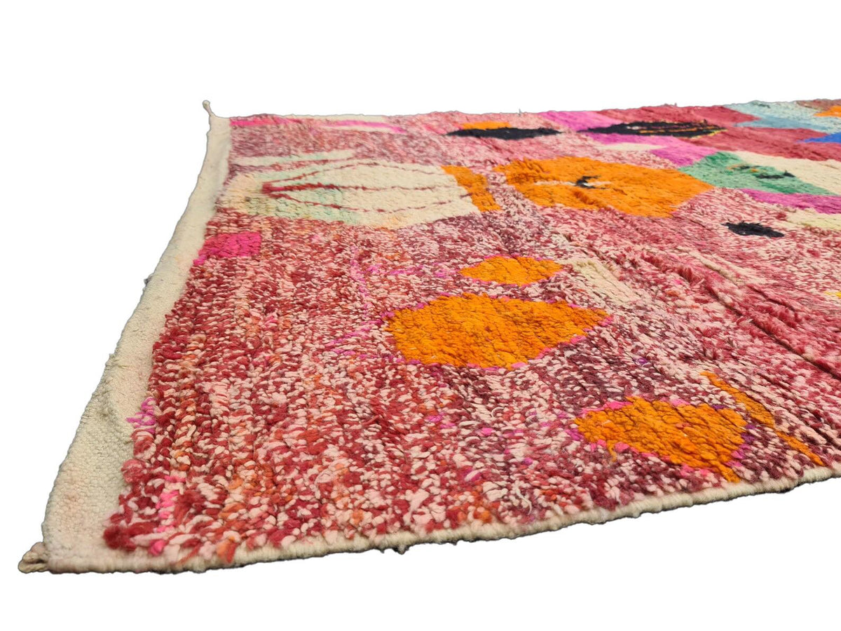Moroccan Boujaad multicolored geometric wool rug detail 8