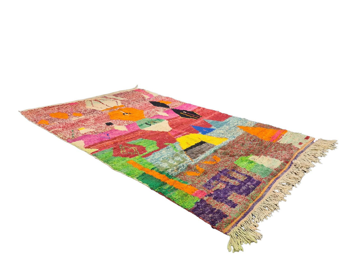 Moroccan Boujaad multicolored geometric wool rug detail 9
