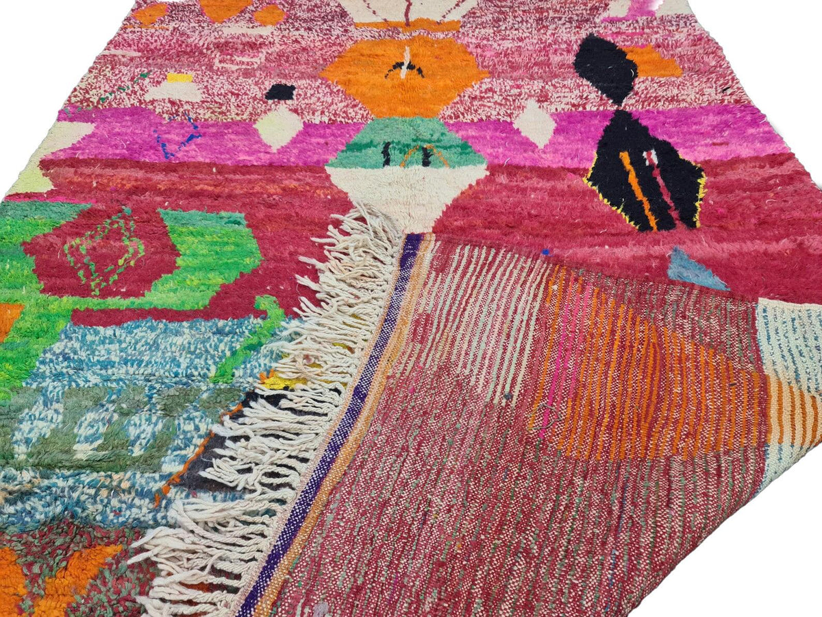 Moroccan Boujaad multicolored geometric wool rug detail 4