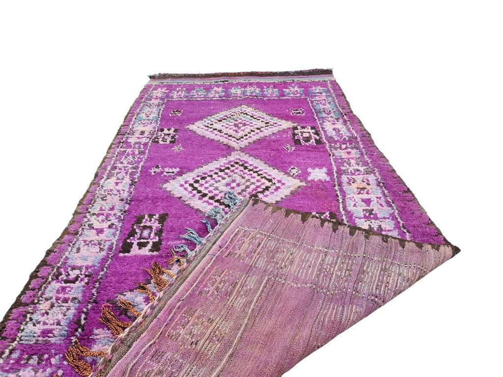 Moroccan Boujaad purple geometric wool rug detail 4