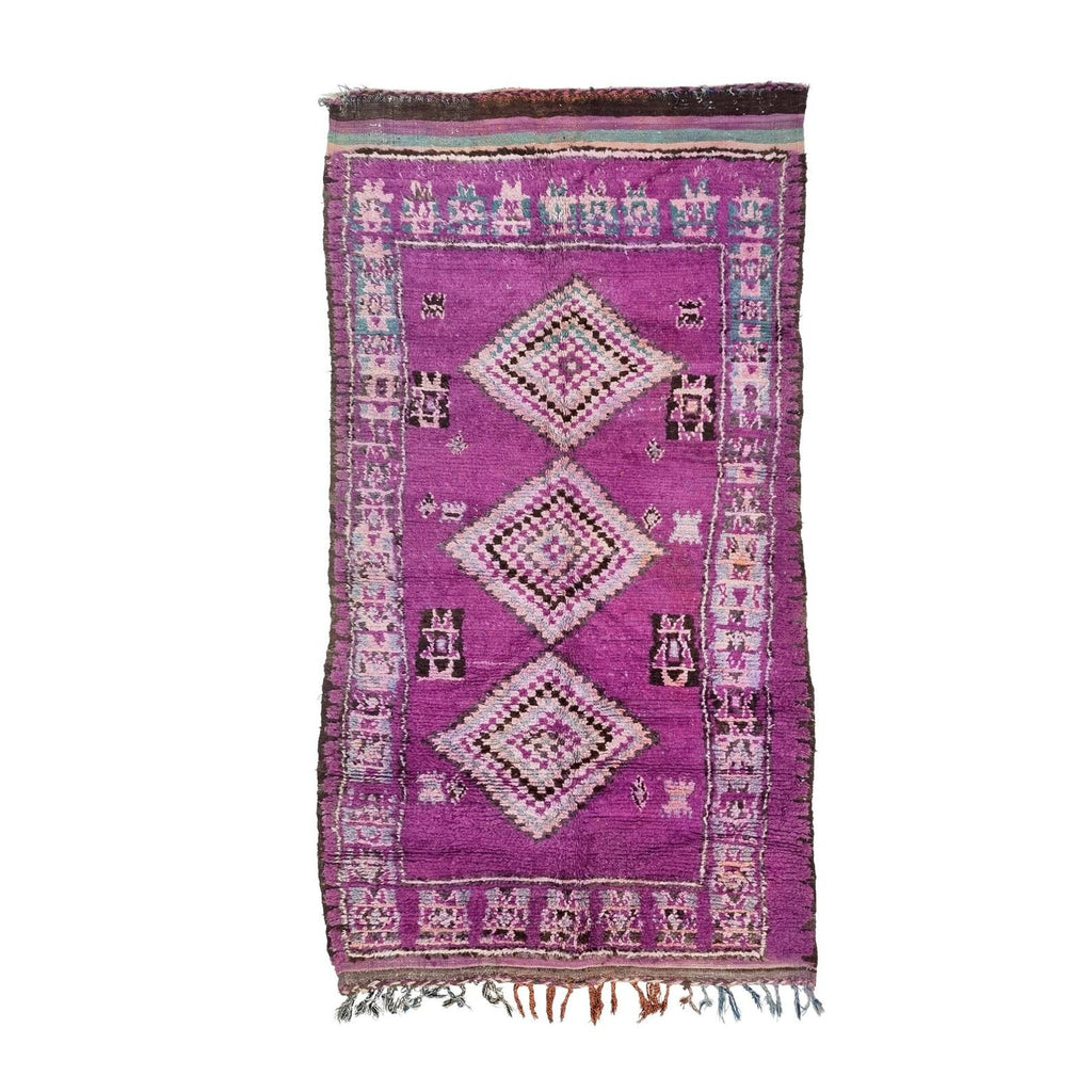 Moroccan Boujaad purple geometric wool rug detail 2