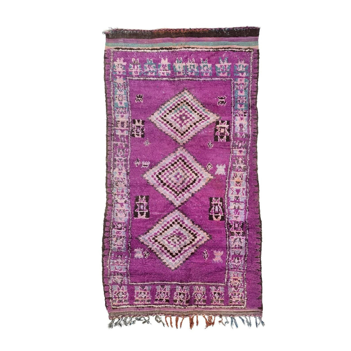 Moroccan Boujaad purple geometric wool rug detail 2