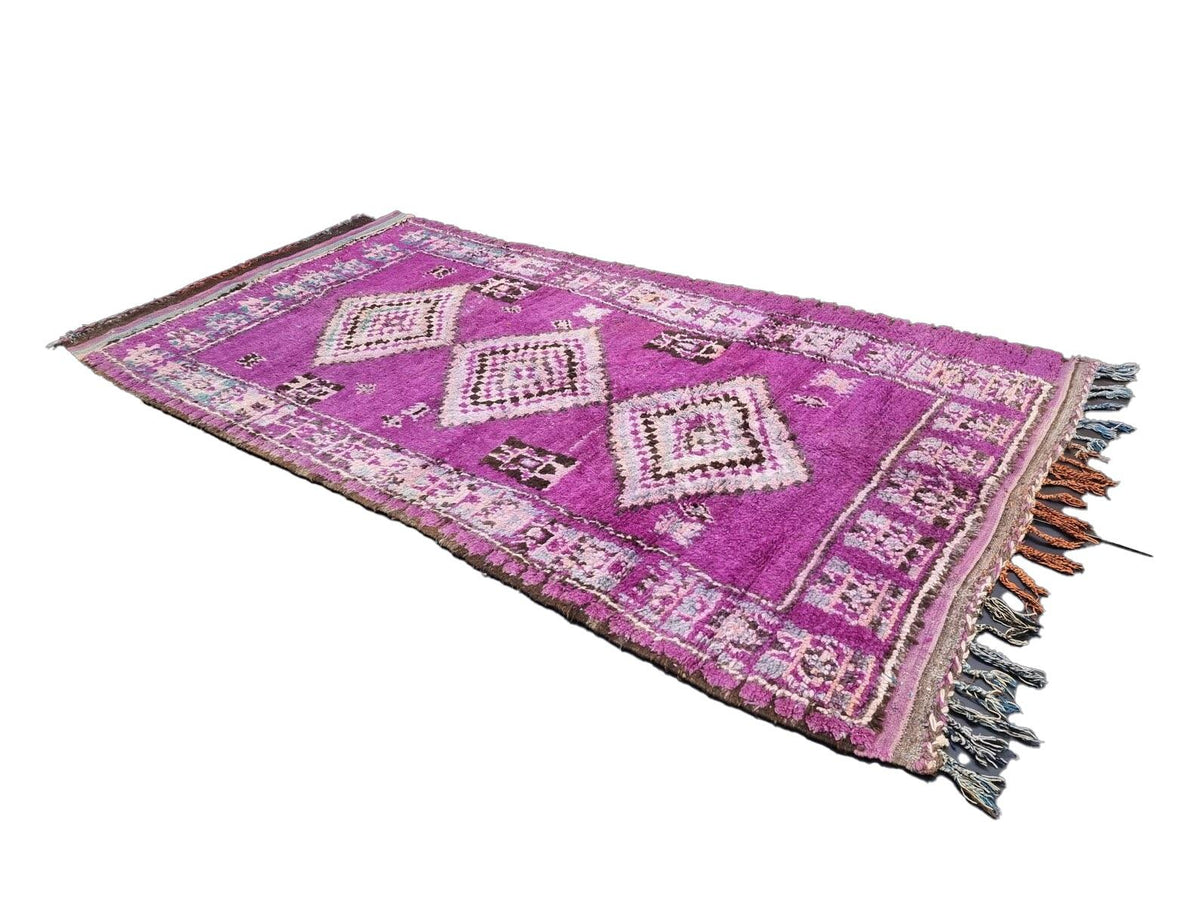 Moroccan Boujaad purple geometric wool rug detail 7