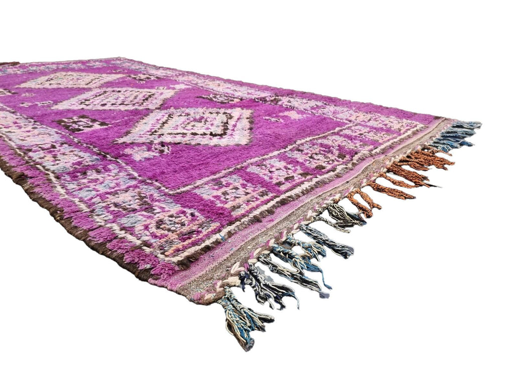 Moroccan Boujaad purple geometric wool rug detail 6