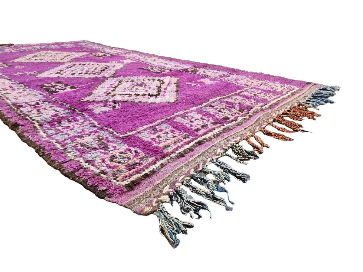 Moroccan Boujaad purple geometric wool rug detail 6