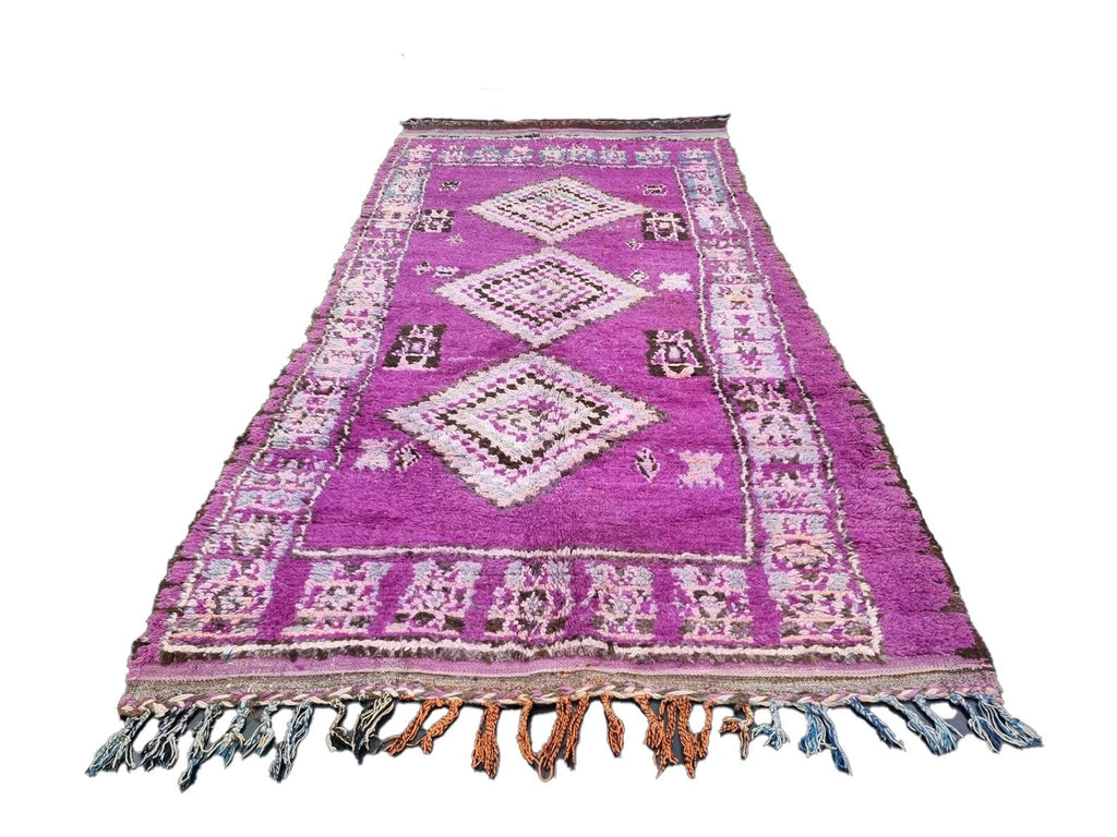Moroccan Boujaad purple geometric wool rug detail 3