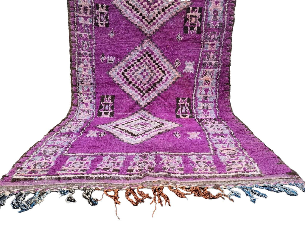 Moroccan Boujaad purple geometric wool rug detail 8
