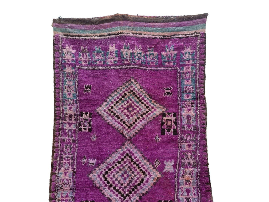 Moroccan Boujaad purple geometric wool rug detail 9