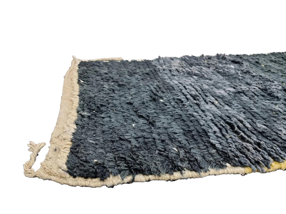 Moroccan Boujaad black and beige geometric wool runner detail 4