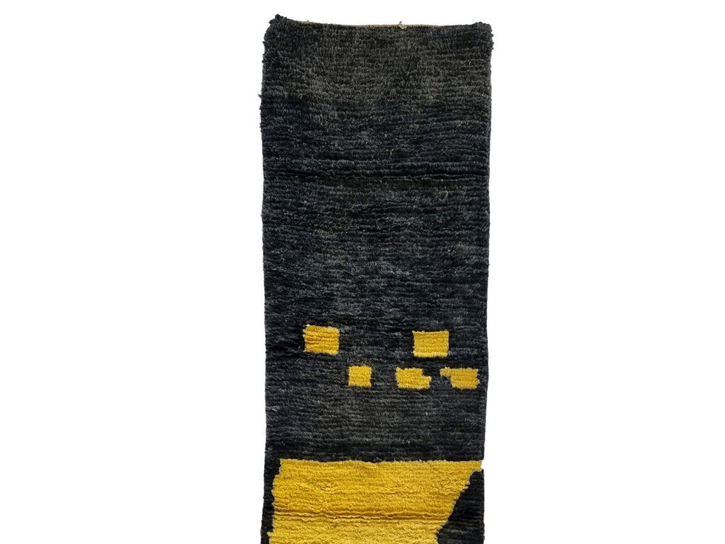 Moroccan Boujaad black and yellow wool runner detail 7