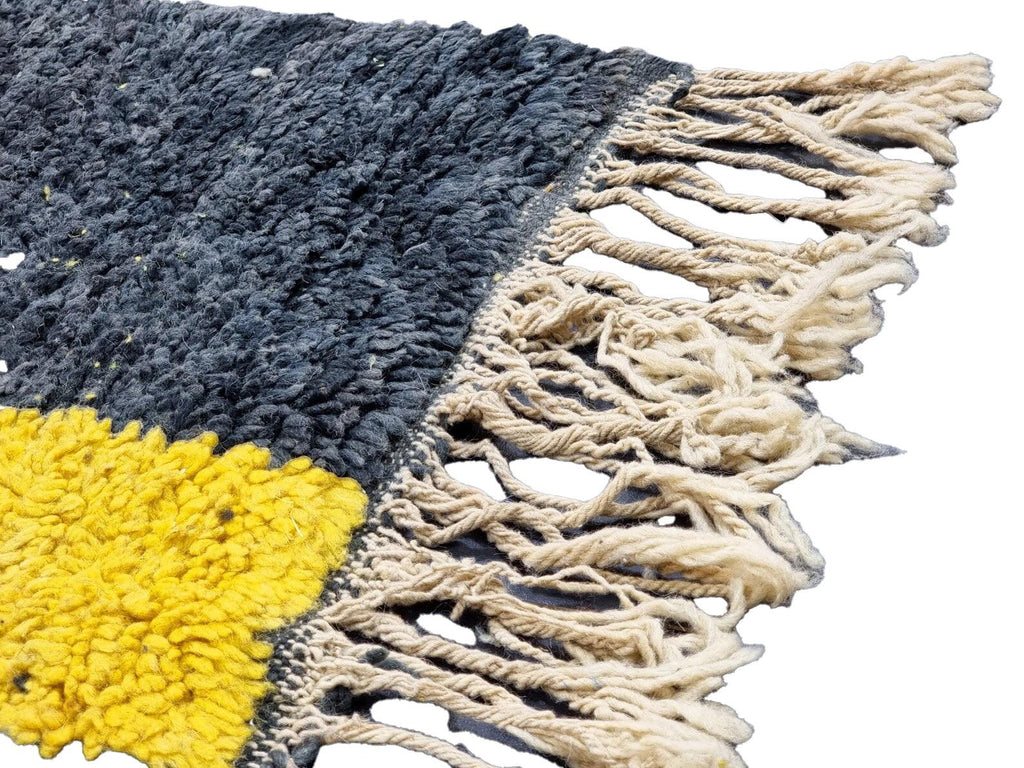 Moroccan Boujaad black and yellow wool runner detail 2